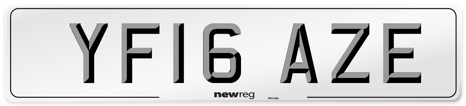 YF16 AZE Number Plate from New Reg